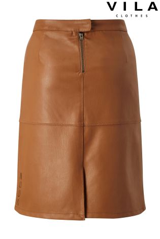 Vila Leather A Line Skirt